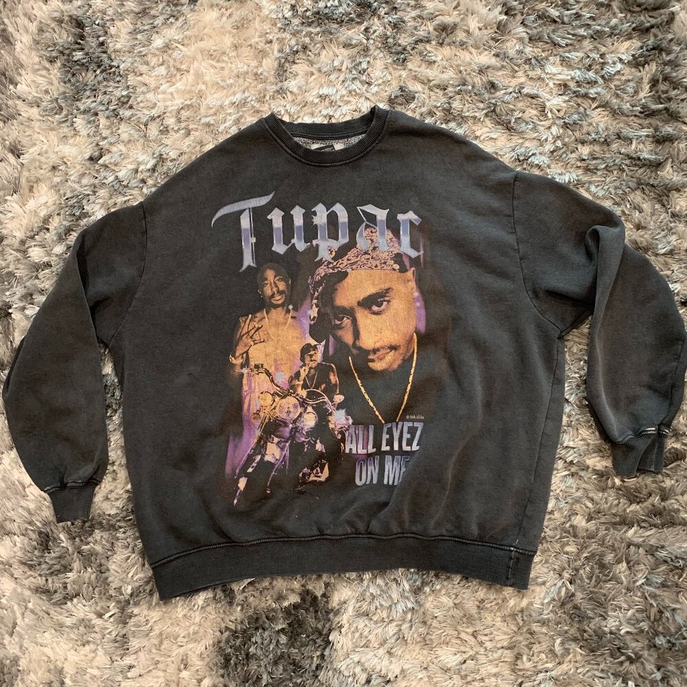 2Pac Tupac Shakur x Mike Millin Black Sweater, Small. Pull & Bear Tag